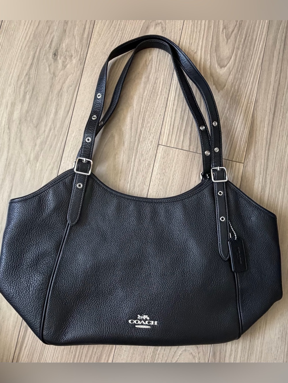 Coach Meadow Black Pebbled Leather Tote Large Shoulder Bag AMAZING CONDITION - Picture 3 of 9